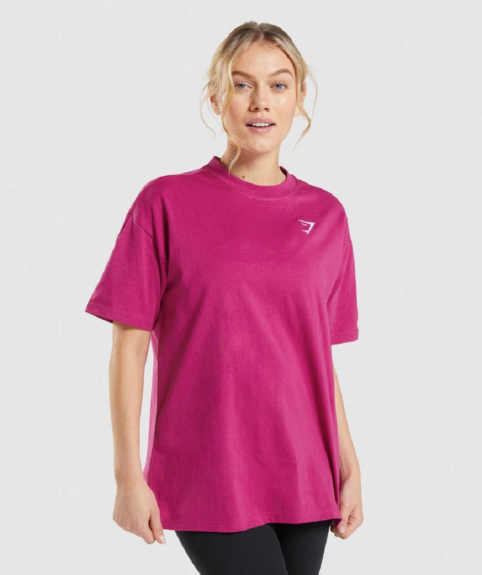 Gymshark Training Oversized Ženske T Shirts Roze | HR 3268JPQ